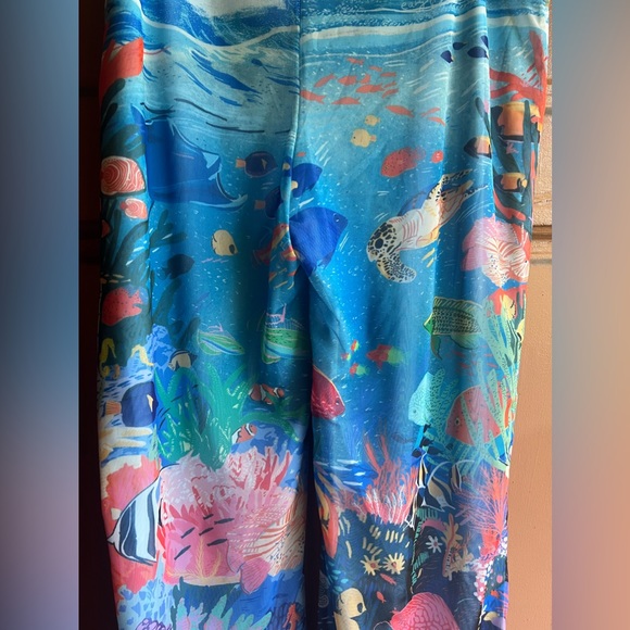 ASOS Easy Tiger high waist flare mesh pants in fish print Sz XXL (12-14) NWT - Picture 8 of 8